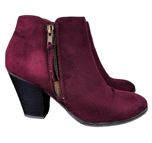 Charlotte Russe  Burgundy Faux Suede Ankle Booties 9M