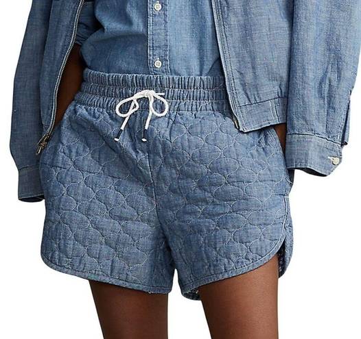 Polo NWT  Ralph Lauren quilted chambray blue denim jean shorts, Medium