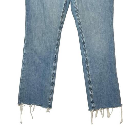 Everlane  Straight Leg Jeans Women's SZ 29 Blue Denim Mid Rise Frayed Hem Cropped