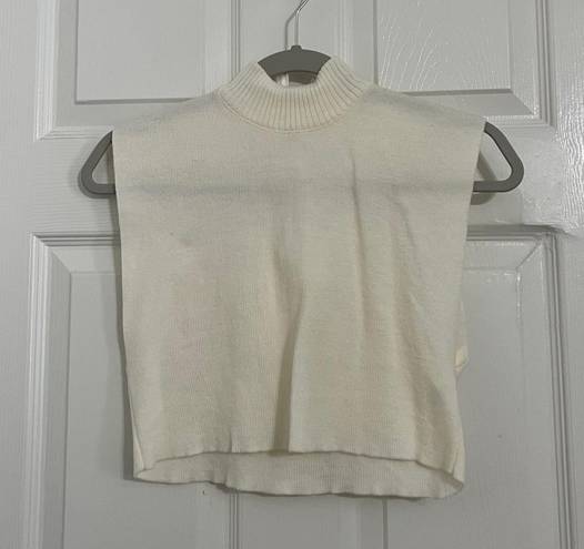 Boutique Crop Knit White Turtleneck 