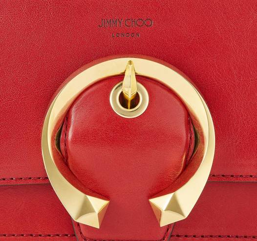 Jimmy Choo Red Leather Madeline Shoulder Bag Purse Crossbody