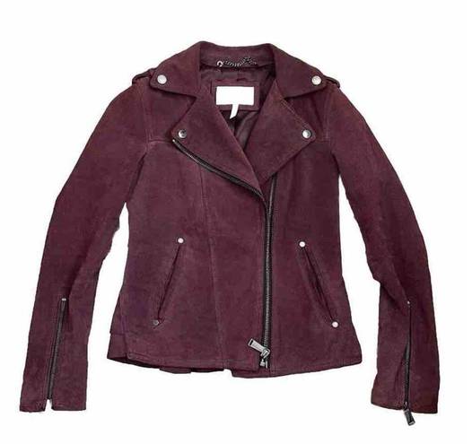 BCBGeneration  Burgundy 100% Suede Fitted Steampunk Biker Moto Jacket size XS