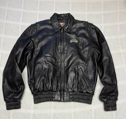 Harley Davidson VINTAGE  embroidered leather bomber jacket coat