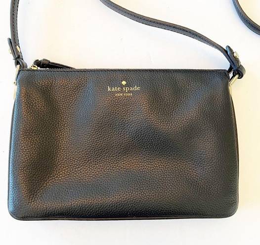 Kate Spade  NY Black Leather Crossbody Triple Compartment Bag Purse