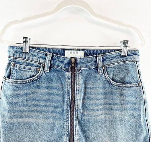 Free People  High Waisted Frayed Hem Zip It Up Denim Mini Skirt Blue 28 / 6