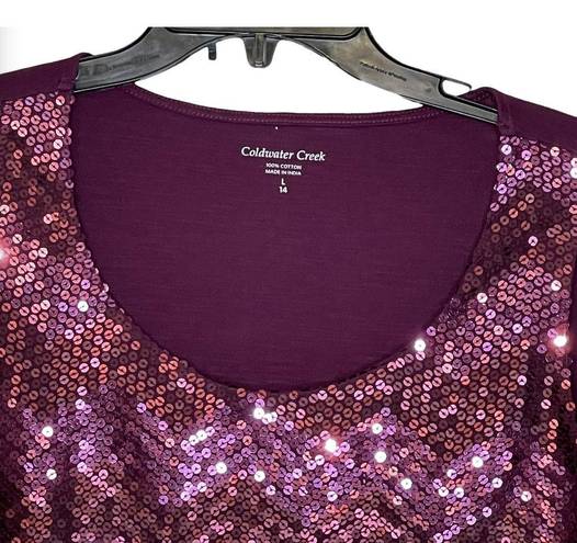 Coldwater Creek  Womens Sequin Tank Top Plus Size Large 14 Purple Lined