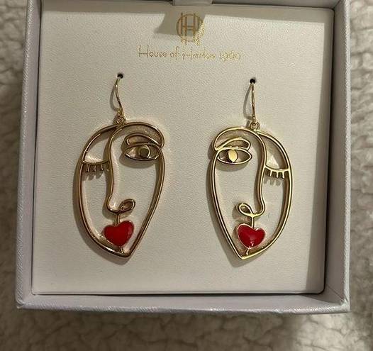 House of Harlow  1960 Face Earrings. NWOT. In original earring box.