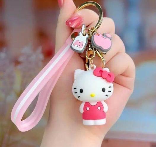 Sanrio New  Hello Kitty Wristlet Keychain Pink & White