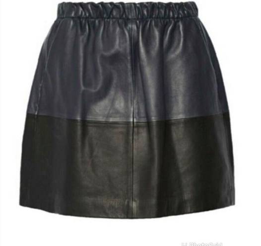 Vince  Lambs Leather Colorblock Skirt