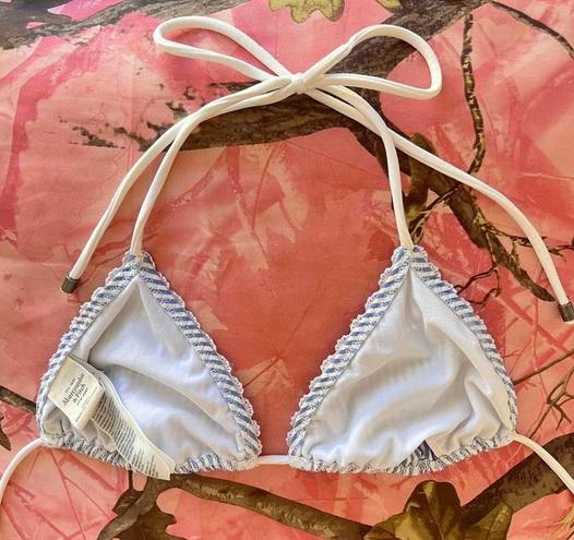 Abercrombie & Fitch  coquette lace blue + white striped triangle bikini top 