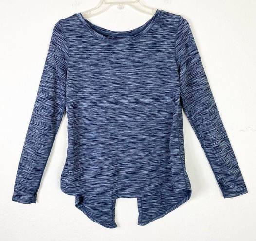 Zyia  Navy Space Dye Long Sleeve Split Open Back Athletic Shirt Size M