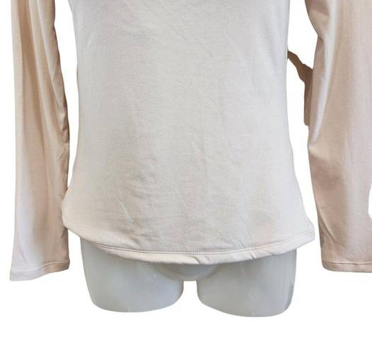 Klassy Network  Peek a boo Long Sleeve Shirt Cream Built in Bra Brami Size Medium