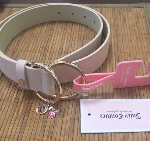 Juicy Couture NWT Blush Pink Signature Logo Cherry Charm Leather Belt M/L