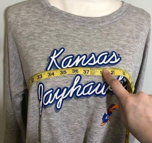 Rivalry Threads NWT Heather Gray Kansas University Jayhawks Twist-Front Long Sleeve Tee Top New