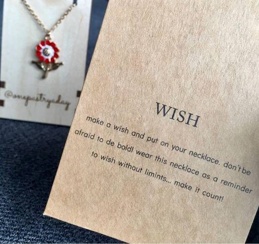 Wish Flower Make a  Fashion Necklace, Gold, Red Enamel