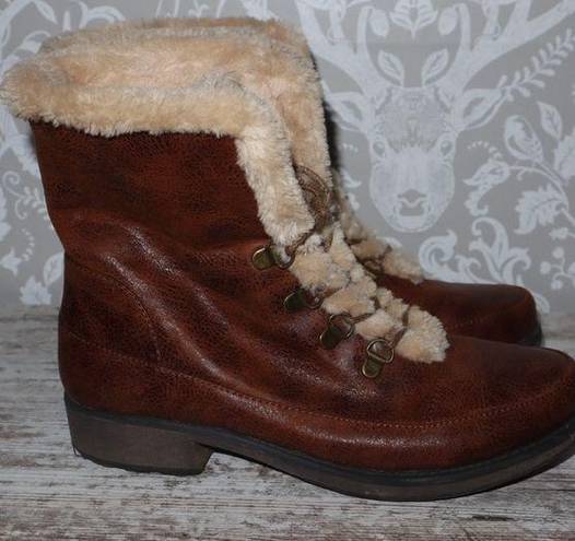 Wear Ever Fur Lined Boots Womens 8 M Brown Leather