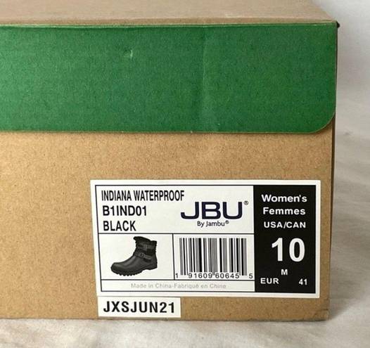 Jambu  Black Waterproof Boots Side Zip Booties Indiana Sz 10 Faux Fur Trim New