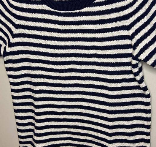 Tommy Bahama  Sz S Navy Blue White Stripe Short Sleeve Pullover Crewneck Sweater