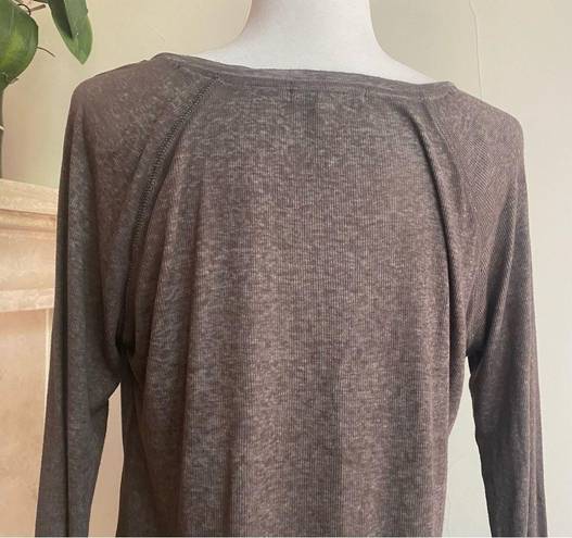 Treasure & Bond  Lightweight Ribbed Button Henley Womens L Olive Green Casual