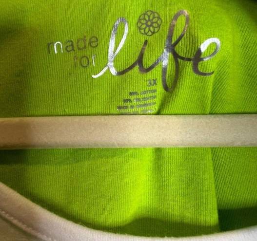 Made for life  Womens‎ Shirt Green White SIze 3X Pull Over