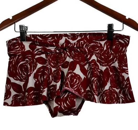 Robin Piccone  Rockabilly Red Rose Skirt Bikini Bottom Size L NWT