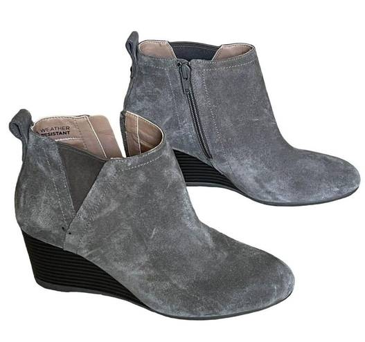 Vionic  Ankle Boots Womens 7 Gray Paloma Suede Wedge Heel Bootie Comfort Shoes