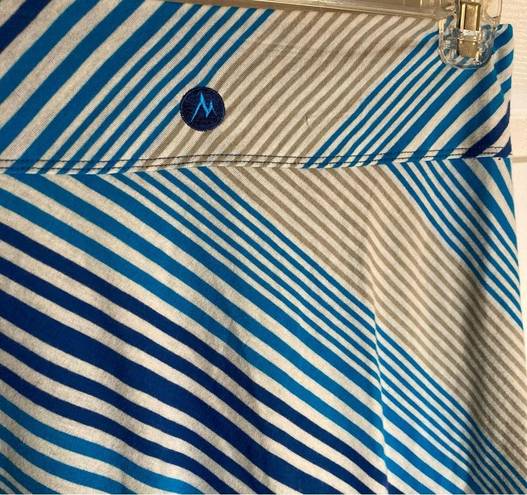 Marmot Ladies flared full midi length blue striped cotton blend skirt size XS