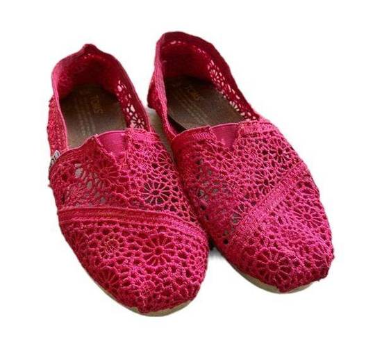 Toms  Womens Shoes Size 5 Pink Lace Espadrilles for Summer Slip Ons