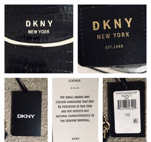 DKNY Croc-Embssed Leather Flap Bucket