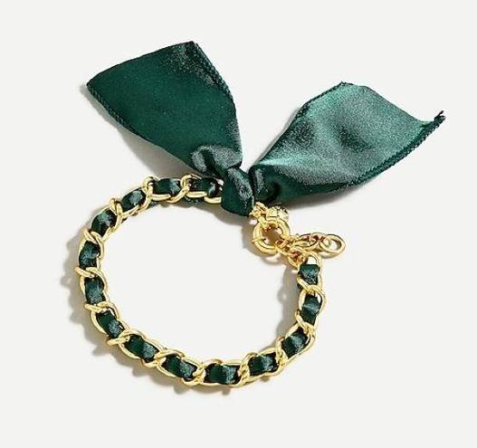 J.Crew  Fabric chain bracelet nwt dark clover green nwt