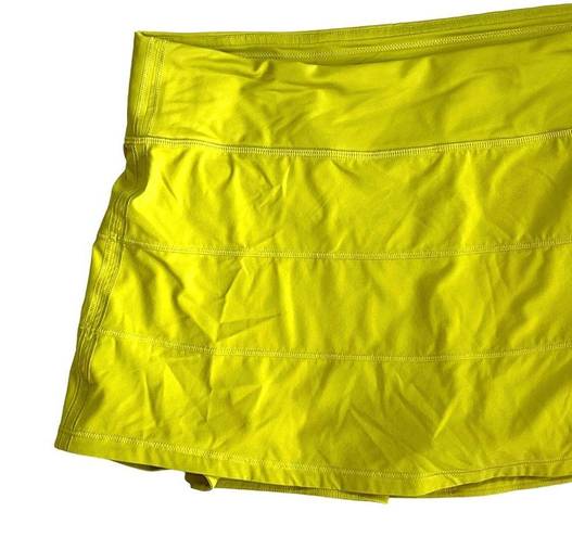 Lululemon  Women’s Pace Rival Mid Rise Pleated Serpentine Yellow Workout Skirt 10