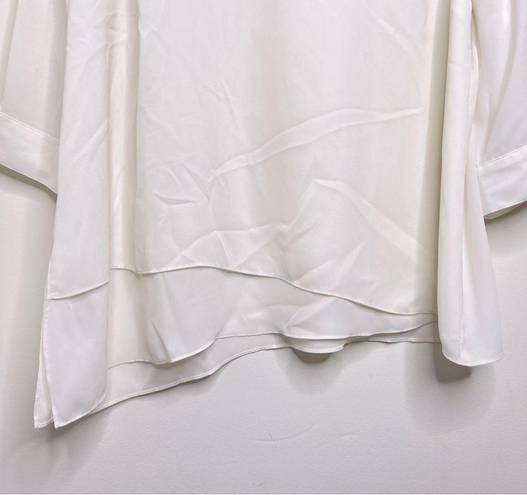 J.Jill  Cream or Ivory color blouse top Women’s Size Large Roll Tab Sleeves