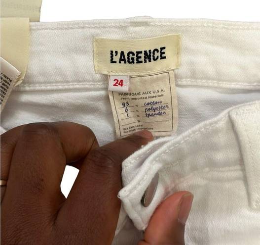 L'Agence L’AGENCE High Rise cropped Slim White Denim Size 24