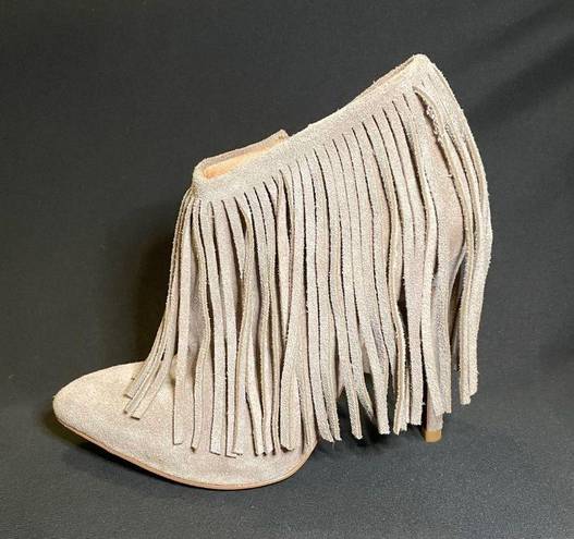 Vera Pelle Matiko  Grey Fringe Boot Heels Size 36 us 5.5