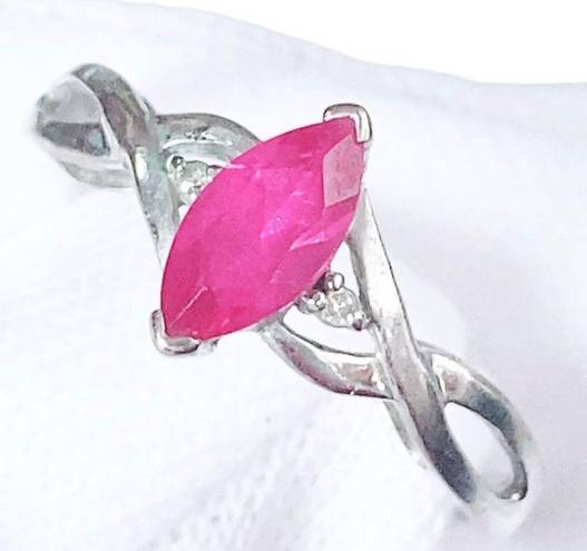 Ruby 10K 10KT WHITE GOLD PINK  MARQUISE CUT RING Sz 7