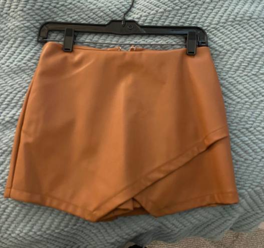 Blue Blush Brown Leather Skort