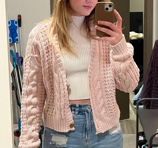 Aeropostale Cropped Pink Cardigan