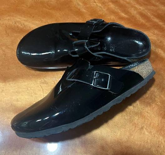 Birkenstock  Boston Clogs Black Patent Leather size 39