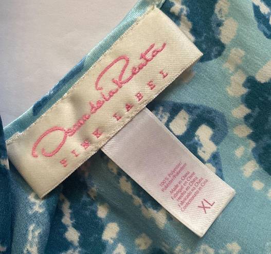 Oscar de la Renta  pink label blue ocean print short silky nightgown, size XL