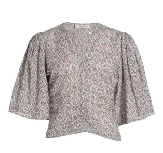 Isabel Marant  Etoile Mariazo Floral Flutter-Sleeve Blouse 42 NWT