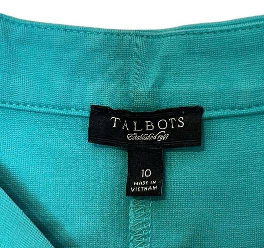 Talbots  Rib Round Neck Shift Midi Dress Women 10 Sleeveless Stretch Teal Green