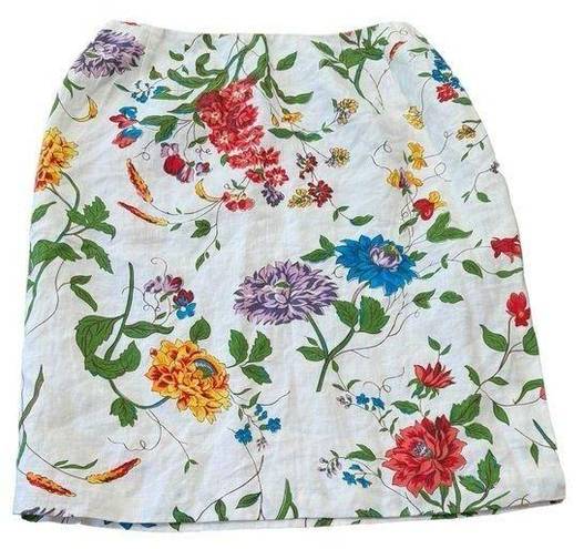 Coldwater Creek  Linen pencil skirt Floral Size 10