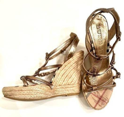 Burberry  Leather Espadrilles Gold Straps Strap Size 8.5