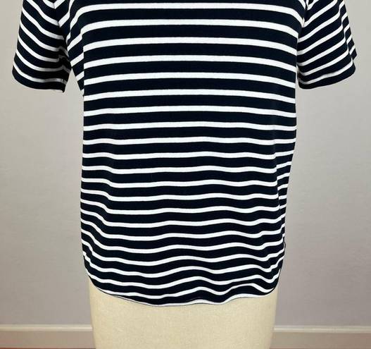 Oak + Fort  Blue Stripe Short Sleeve Top Small