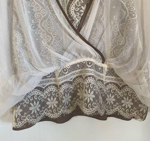 Ryu Anthro  Lace Wrap Front Coquette Cottagecore Boho Dolman Sleeve Blouse Size L