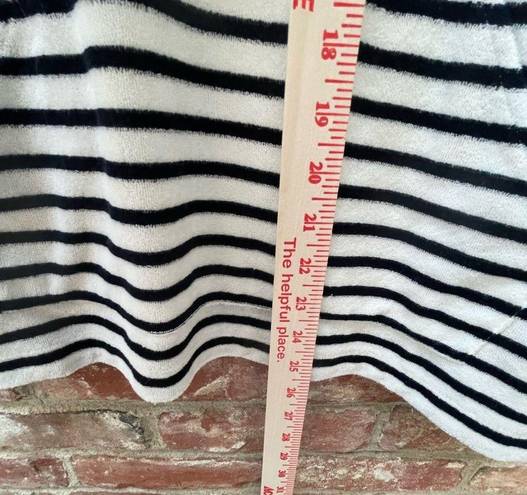 J.Jill  Top Stripe White Navy French Terry Kangaroo Pocket Coastal Grandma Large