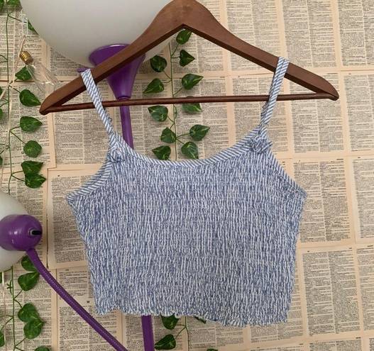 Brandy Melville  Izzy Tank Blue and White Smocked Tank