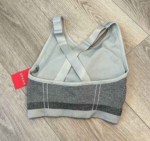 Spanx BNWT  Spacedye Cloudy Gray Seamless Sculpt Sports Bra S Padded Criss Cross