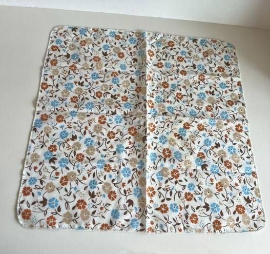 Vintage 90s Cottage Granola Brown Floral Cotton Square Neck Tie Bandana