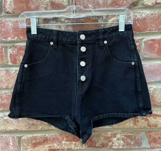 Rolla's Rolla’s Dusters Black Denim High Waisted Button Up Shorts Size 25 REVOLVE